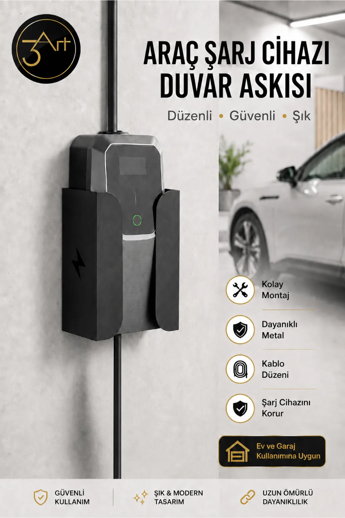 Elektrikli Araç Şarj Cihazı Duvar Askısı – Ev Şarj Ünitesi Aparatı